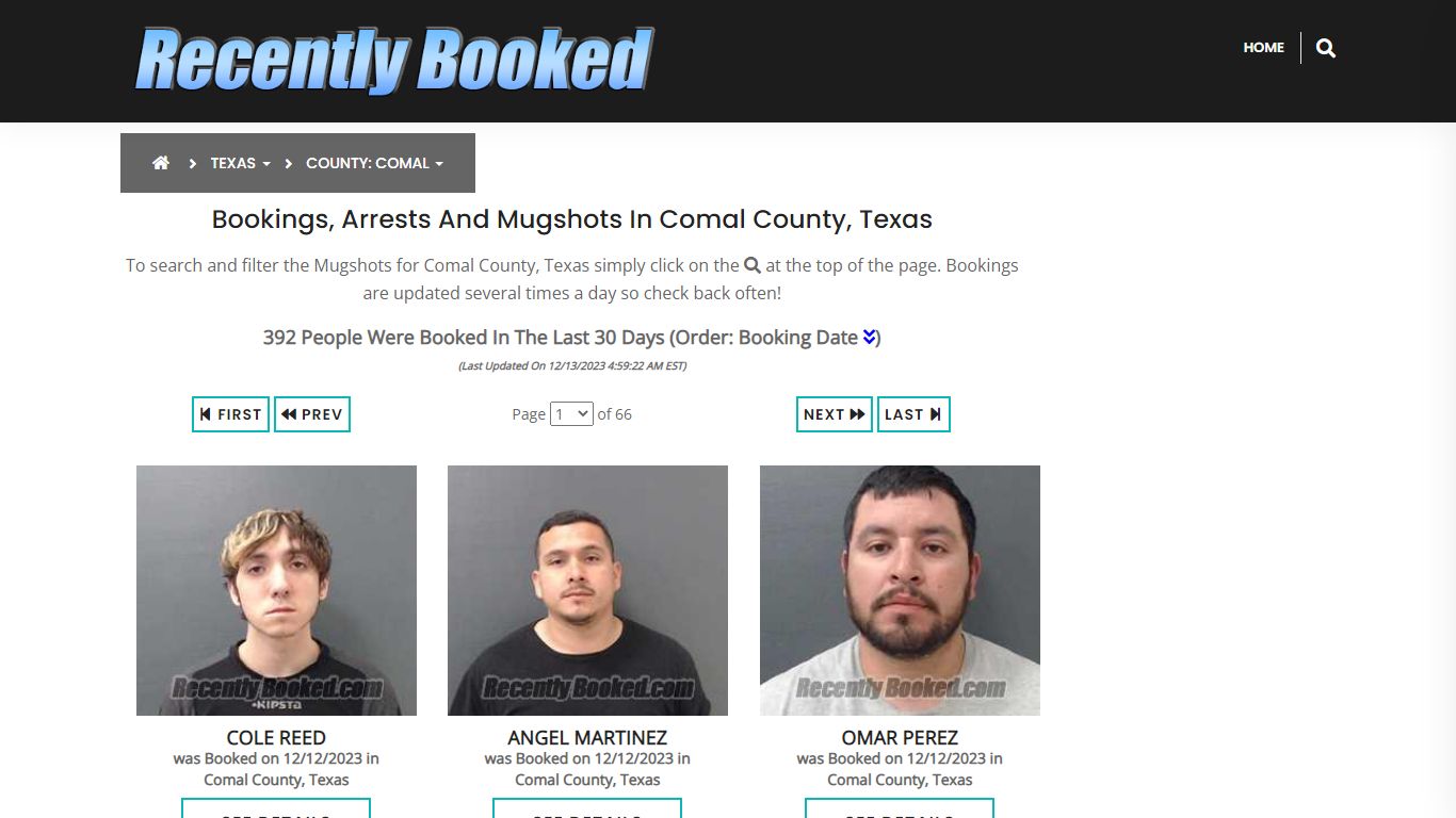 Recent bookings, Arrests, Mugshots in Comal County, Texas - Recently Booked